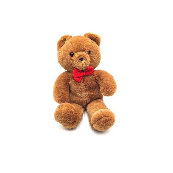 Vintage 1986 Dakin Fun Farm Honey Jo Teddy Bear Red Bowtie Tie 20" Plush Stuffed - Picture 1 of 11